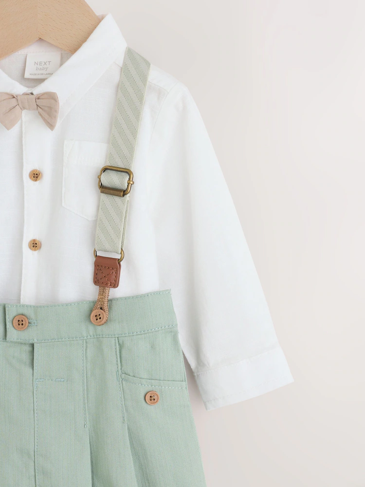 sage green baby shirt trousers and braces set 3 piece (0mths 2yrs) sage green baby shirt trousers and braces set 3 piece (0mths 2yrs)