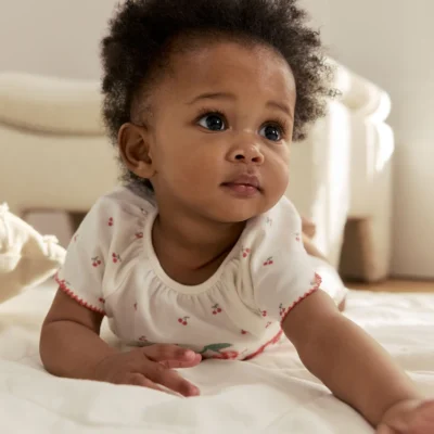 white cherry embroidered i love my mummy jersey baby romper