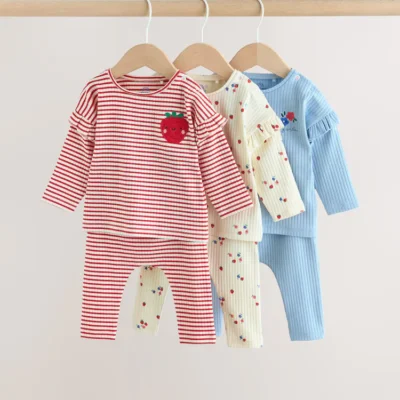 red strawberry long sleeve top and leggings set 6 piece (0mths 3yrs)