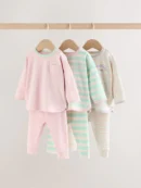 pink stripe long sleeve top and leggings set 6 piece (0mths 3yrs)