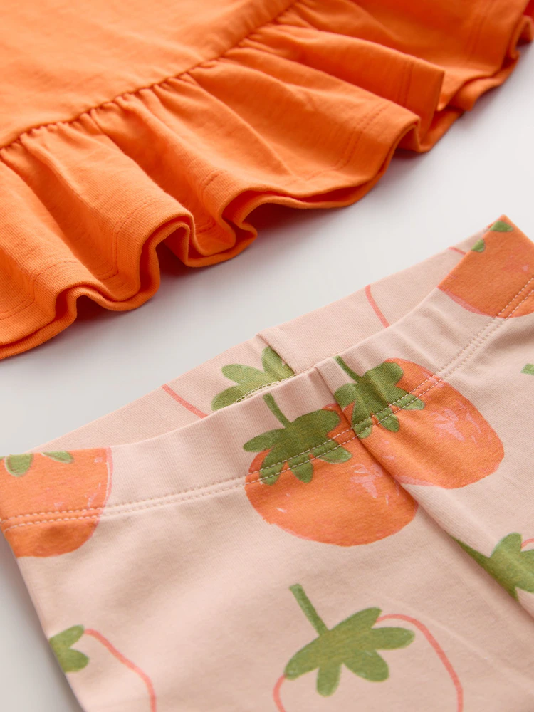 orange strawberry short sleeve top and shorts set (3mths 7yrs) orange strawberry short sleeve top and shorts set (3mths 7yrs)