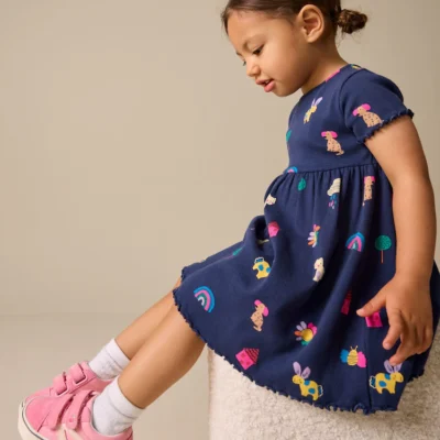 cream bumblebee short sleeve ribbed dress (3mths 7yrs) (copy)