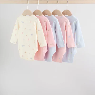 purple long sleeve baby bodysuits 5 pack