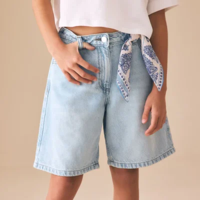 light blue regular length jort shorts (3 16yrs)