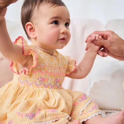 orange stripe woven baby dress and knickers set 2 piece (0mths 2yrs)