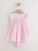 pink floral woven baby dress and knickers set 2 piece (0mths 2yrs) (copy)