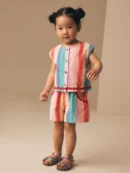 rainbow check ric rac sleeveless top & shorts set (3mths 7yrs)