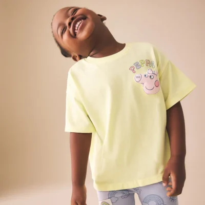 yellow peppa pig t shirt and cycle shorts set (3mths 7yrs)