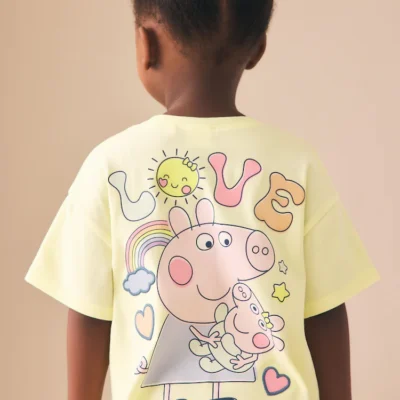 yellow peppa pig t shirt and cycle shorts set (3mths 7yrs)