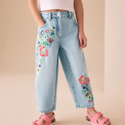 fluro embroidery barrel leg jeans (3 16yrs)