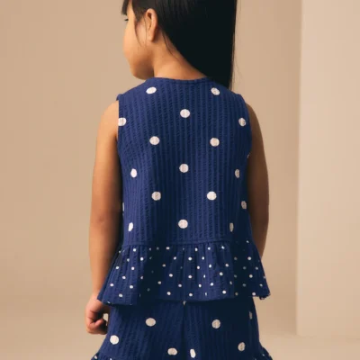 pink/blue rainbow stripe peplum vest and shorts set (3mths 7yrs) (copy)