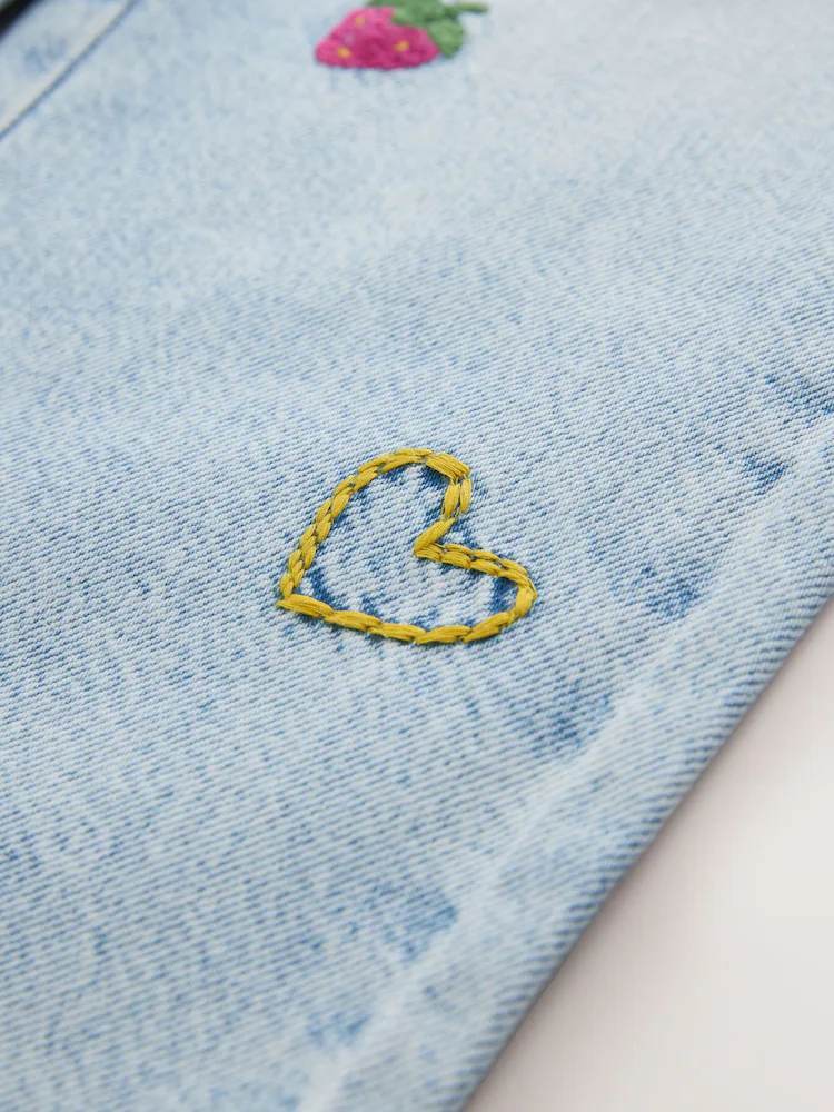 light blue denim embroidered wide leg jeans (3 16yrs) light blue denim embroidered wide leg jeans (3 16yrs)