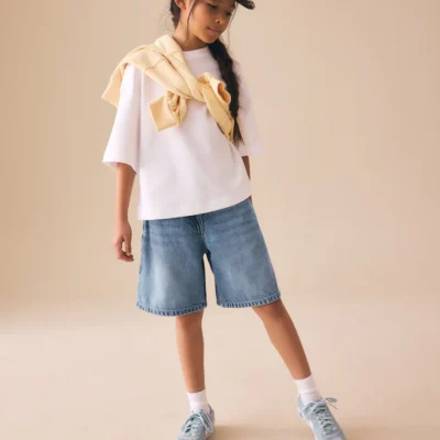 mid blue regular length jort shorts (3 16yrs)