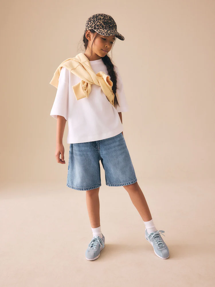 mid blue regular length jort shorts (3 16yrs) mid blue regular length jort shorts (3 16yrs)