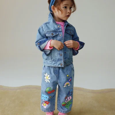 mid blue doodle printed jeans (3mths 7yrs) immediate