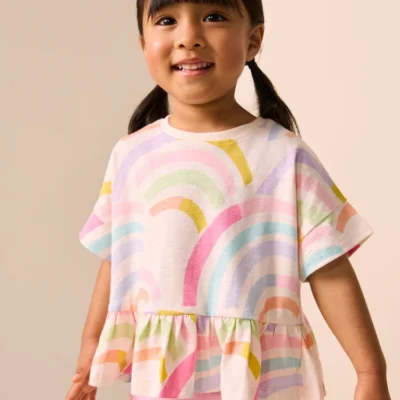 rainbow short sleeve peplum t shirt (3mths 7yrs)