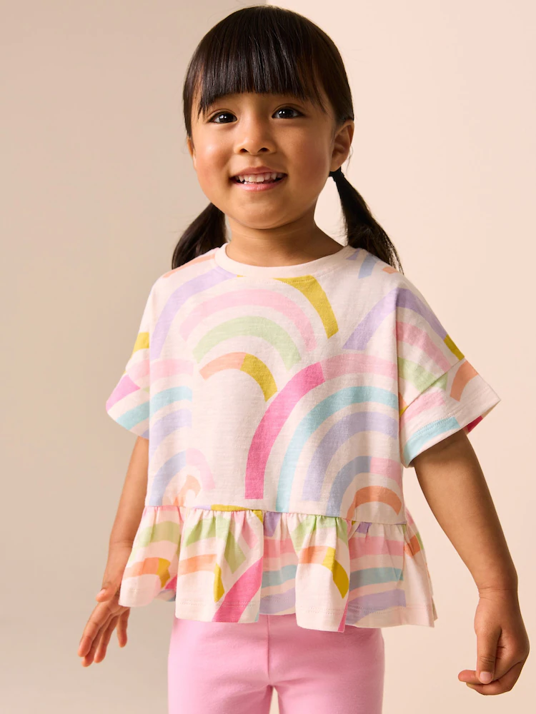 rainbow short sleeve peplum t shirt (3mths 7yrs) rainbow short sleeve peplum t shirt (3mths 7yrs)