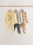 yellow flower/ stripe long sleeve top and leggings set 6 piece