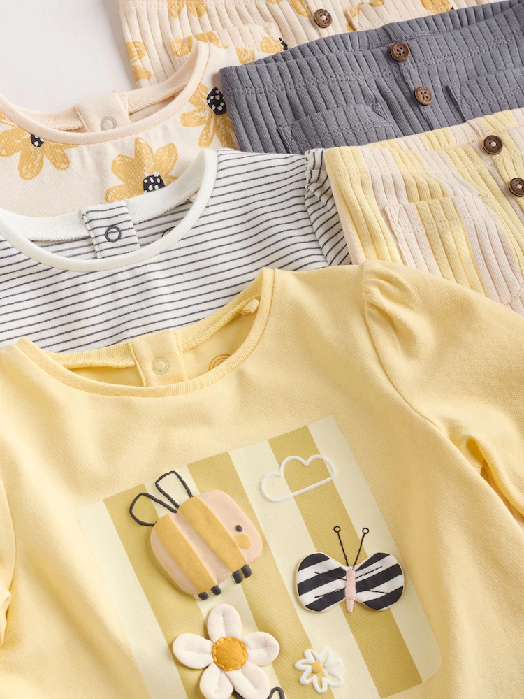 yellow flower/ stripe long sleeve top and leggings set 6 piece yellow flower/ stripe long sleeve top and leggings set 6 piece