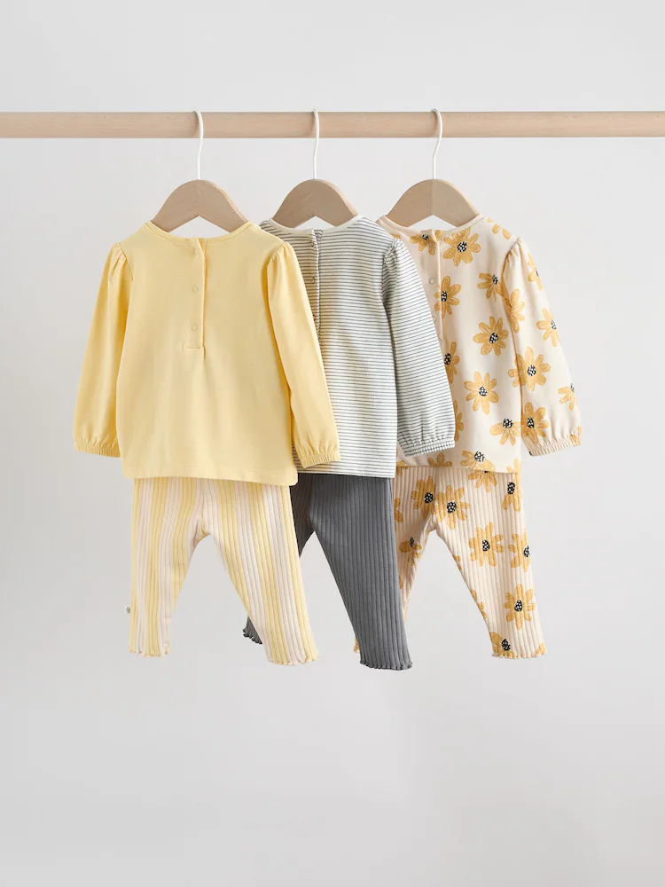 yellow flower/ stripe long sleeve top and leggings set 6 piece yellow flower/ stripe long sleeve top and leggings set 6 piece