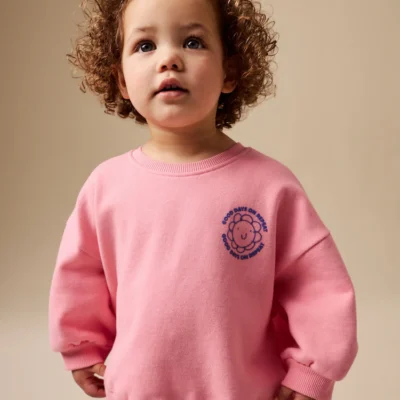 pink check crew neck sweatshirt & shorts set (3mths 7yrs)