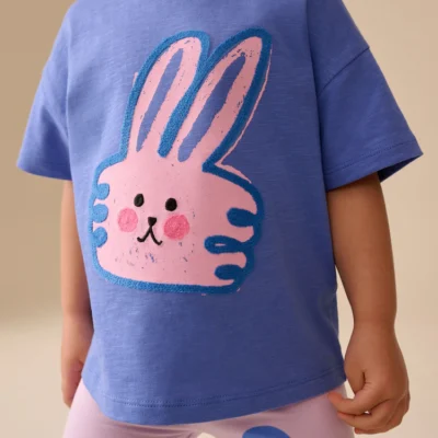 blue bunny short sleeve t shirt and cycle shorts set (3mths 7yrs)