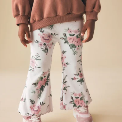 ecru white ditsy floral rib flare leggings (3mths 7yrs) (copy)