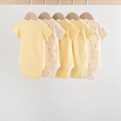 yellow lemons 5 pack short sleeve baby bodysuits