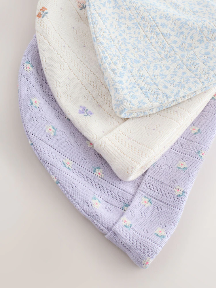 multi pointelle baby beanies 3 pack (0 18mths) multi pointelle baby beanies 3 pack (0 18mths)