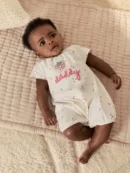 ecru fruit all over print i love my daddy jersey baby romper