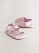 pink shimmer touch and fasten baby sandals (0 24mths)