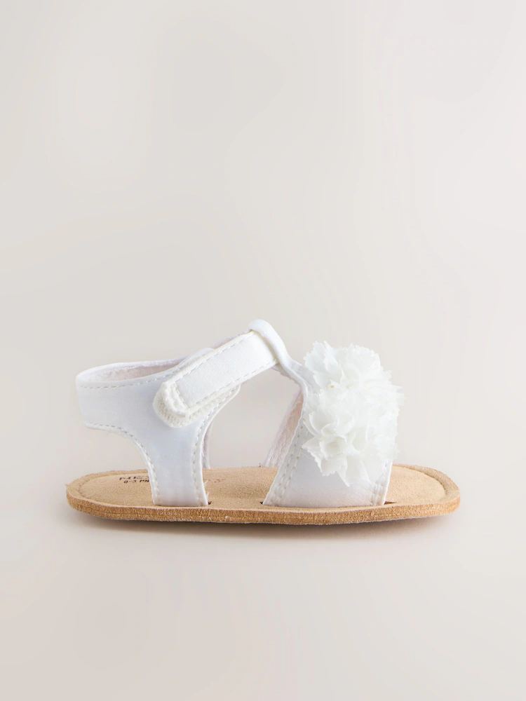 white corsage flower baby sandals (0 24mths) white corsage flower baby sandals (0 24mths)