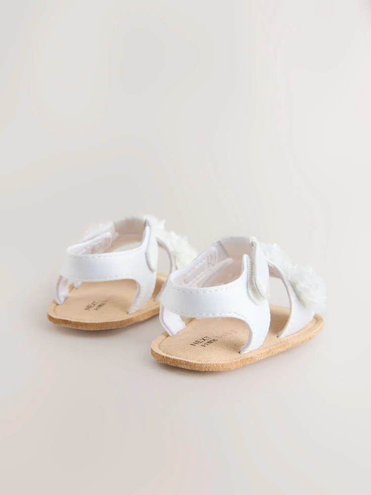 white corsage flower baby sandals (0 24mths) white corsage flower baby sandals (0 24mths)