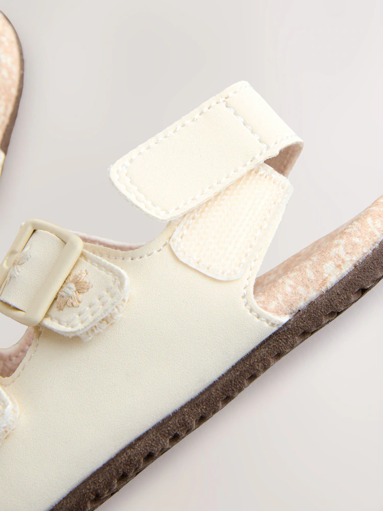 neutral floral touch and fasten baby sandals (0 24mths) neutral floral touch and fasten baby sandals (0 24mths)