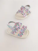 pink floral baby ruffle sandals (0 24mths)