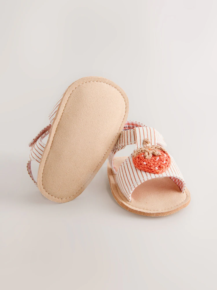 white/pink strawberry baby sandals (0 24mths) white/pink strawberry baby sandals (0 24mths)