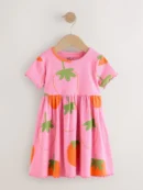 cream floral short sleeve rib summer dress (3mths 7yrs) (copy)