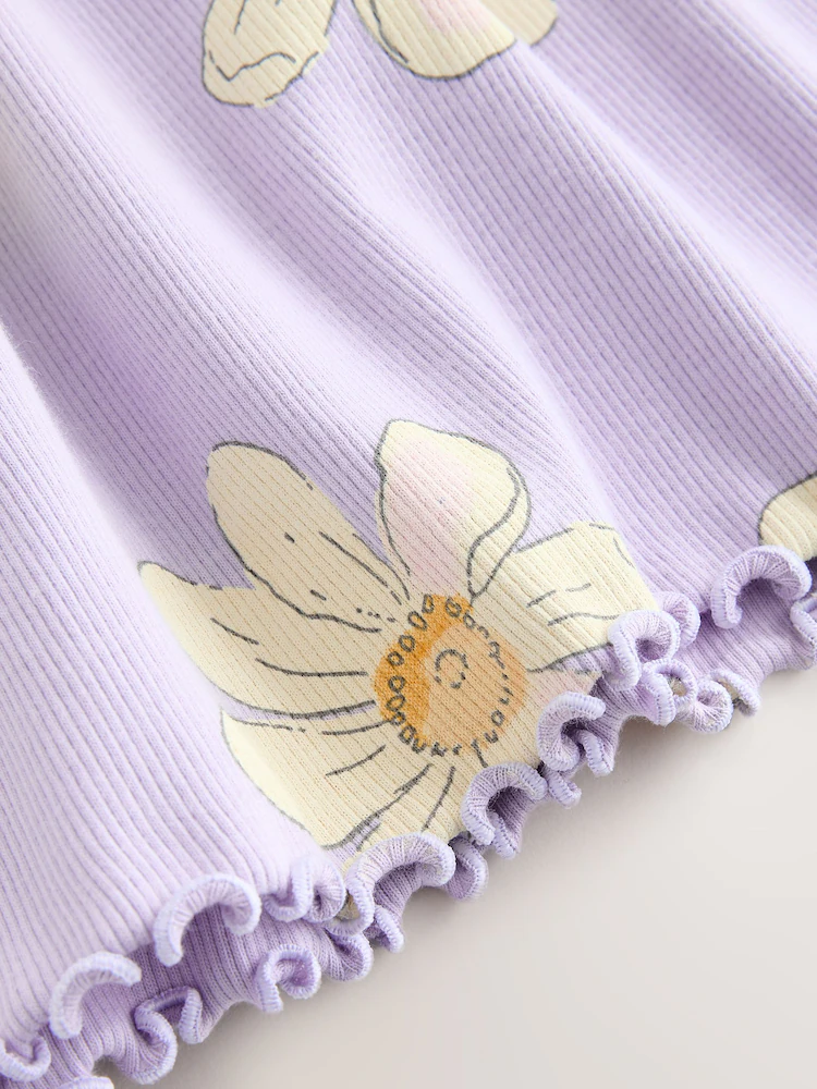 lilac daisy short sleeve ribbed dress (3mths 7yrs) lilac daisy short sleeve ribbed dress (3mths 7yrs)