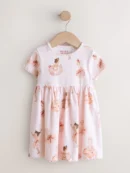 orange floral short sleeve ribbed dress (3mths 7yrs) (copy)