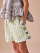 pink/red stripe crochet trim shorts (3 16yrs) (copy)