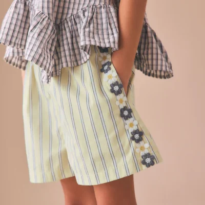 pink/red stripe crochet trim shorts (3 16yrs) (copy)