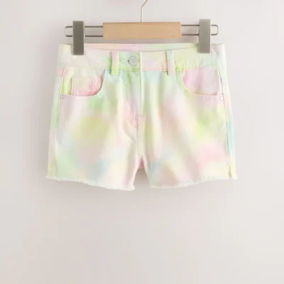 multi rainbow ombre regular length frayed edge denim shorts (3 16yrs)