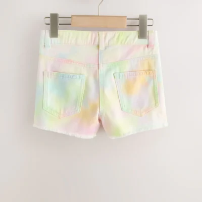multi rainbow ombre regular length frayed edge denim shorts (3 16yrs)
