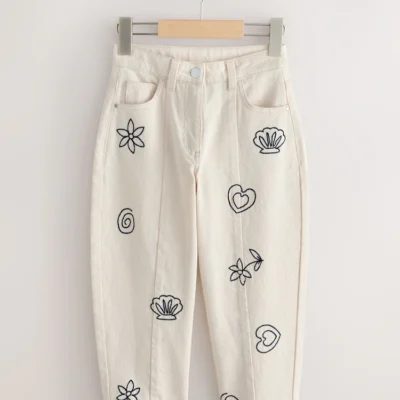 ecru embroidery barrel leg jeans (3 16yrs)