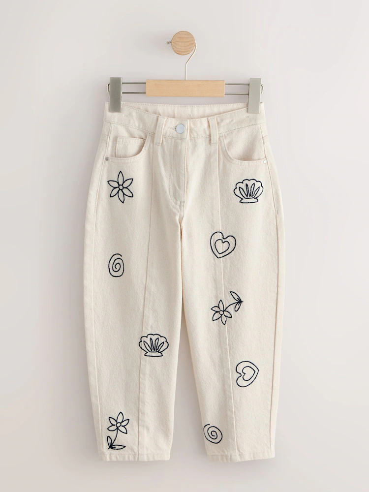 ecru embroidery barrel leg jeans (3 16yrs) ecru embroidery barrel leg jeans (3 16yrs)