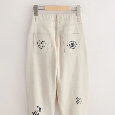 ecru embroidery barrel leg jeans (3 16yrs)