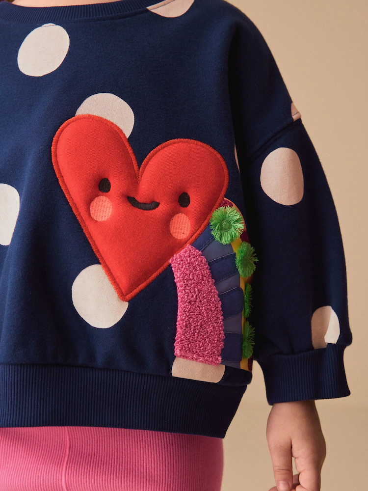 navy blue polka dot heart crew neck sweatshirt & shorts set (3mths 7yrs) navy blue polka dot heart crew neck sweatshirt & shorts set (3mths 7yrs)