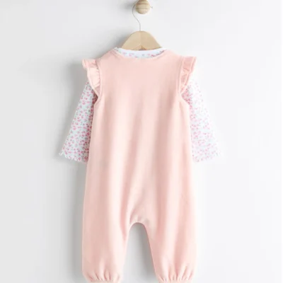 pink and white stripe baby dungarees and bodysuits set 2 piece (0mths 2yrs) (copy)