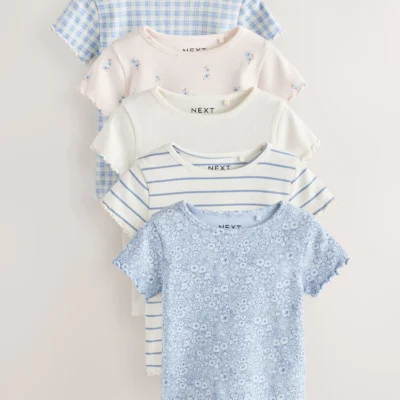 pink ribbed short sleeve tops 5 pack (3mths 7yrs) (copy)