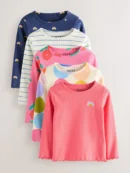 neutral long sleeve rib tops 5 pack (3mths 7yrs) (copy)